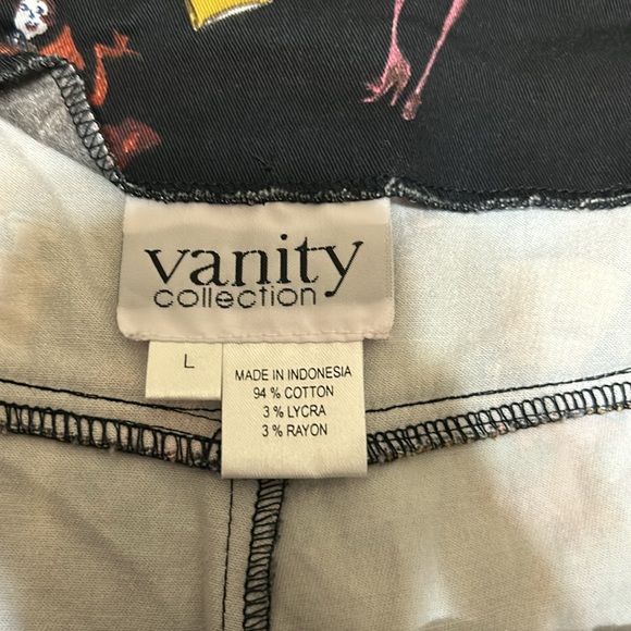 VANITY COLLECTION BEADED SHOPPING GIRL sequin PANTS ARTSY FUN size large - Picture 5 of 6